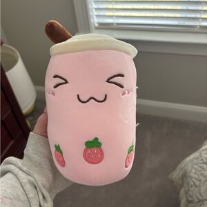 Cute Pink Plush Toy with Strawberries